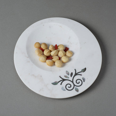 Round Serving Platter with Mother of Pearl Inlay